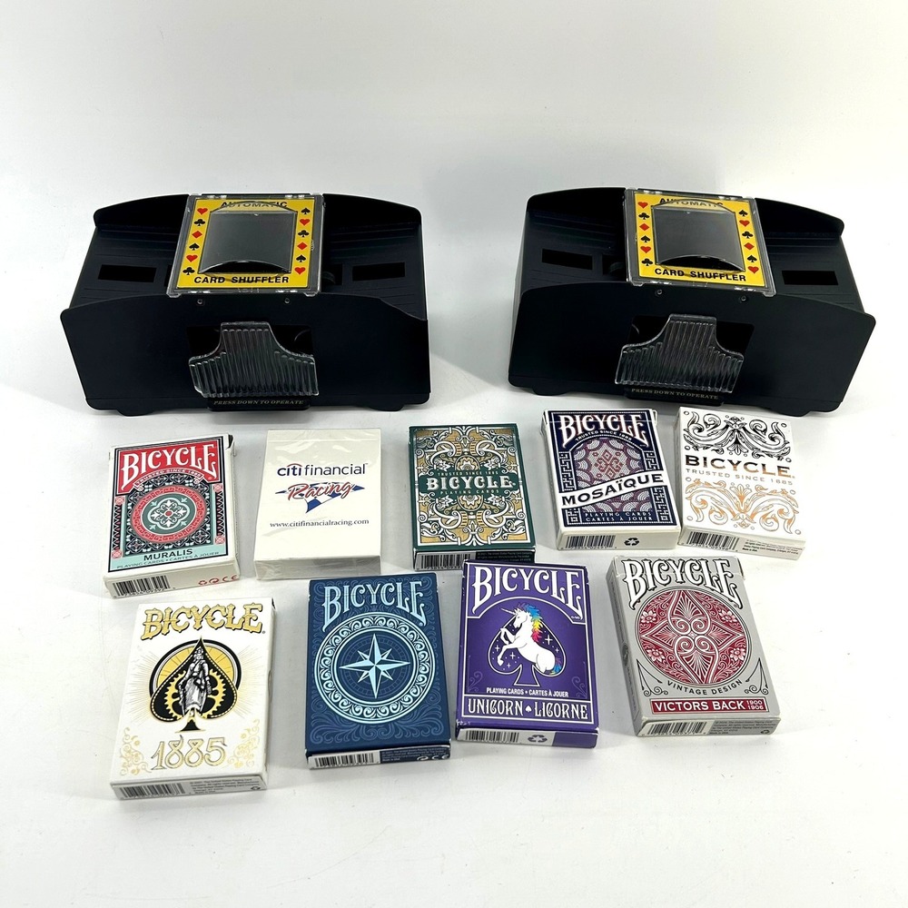 Bicycle Playing Cards Lot of 9 Decks with 2 Automatic Card Shufflers Bundle